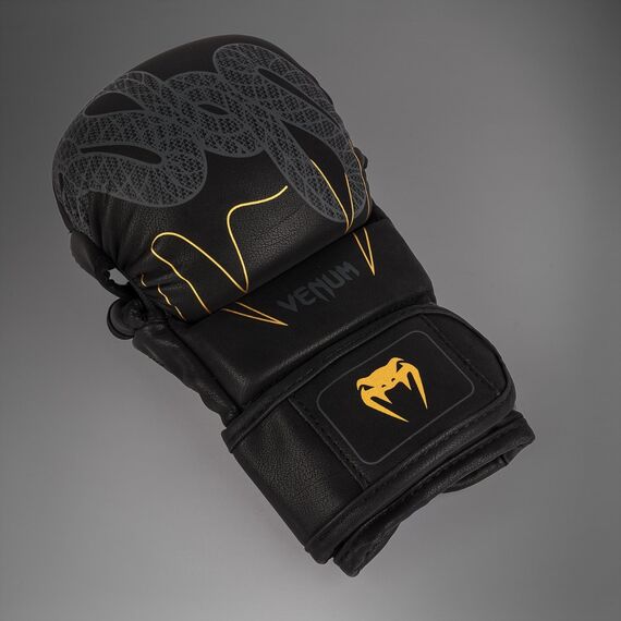 Gants MMA sparring Venum Serpenti – Noir/Argent/Or – S, Taille: S, Couleur: Noir, 2 image