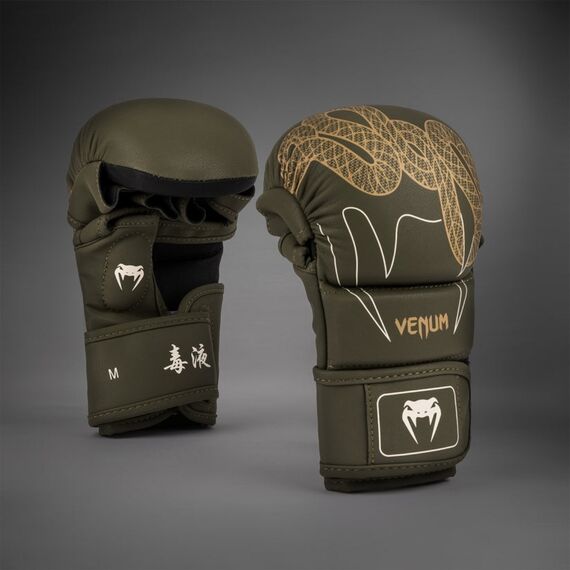 Gants MMA sparring Venum Serpenti – Kaki/Bronze/Ivoire – L/XL, Taille: L/XL, Couleur: Kaki