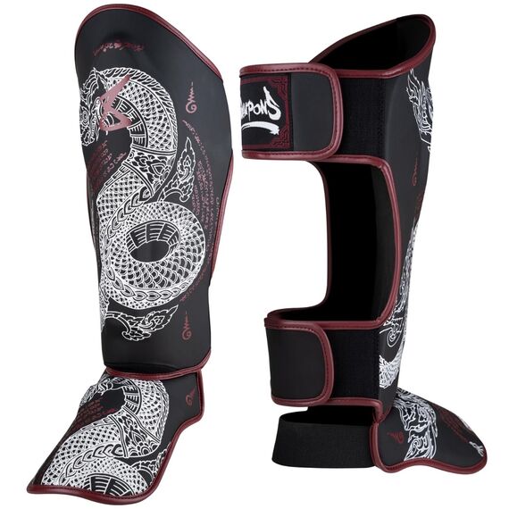 8 WEAPONS Shin Guards - Sak Yant Naga black M, Size: M, Colour: Schwarz