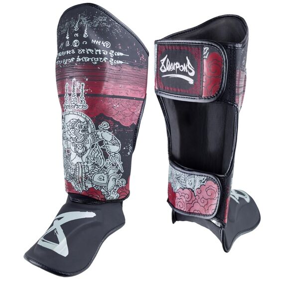 Schienbeinschoner 8 WEAPONS Hanuman Yant – Schwarz/Rot – XL, Bekleidungsgrösse: XL, Farbe: Schwarz, 4 image