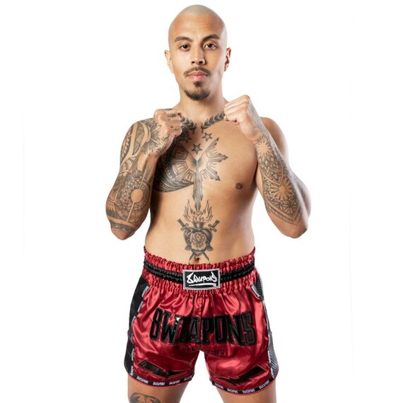 8 Weapons Muay Thai Shorts Carbon -  Dawn, Taglia: S, Colore: Rosso, 6 image