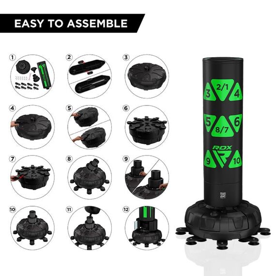 Free standing punching bag target + gloves – Green, Colour: Green, Length: 1.8m, 3 image