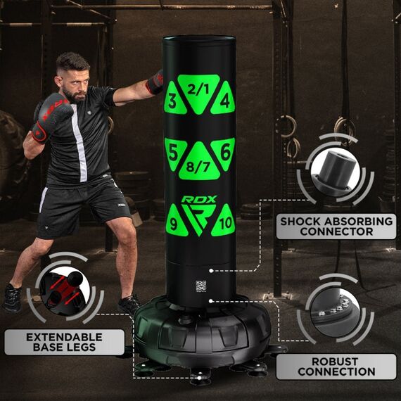 Free standing punching bag target + gloves – Green, Colour: Green, Length: 1.8m, 2 image