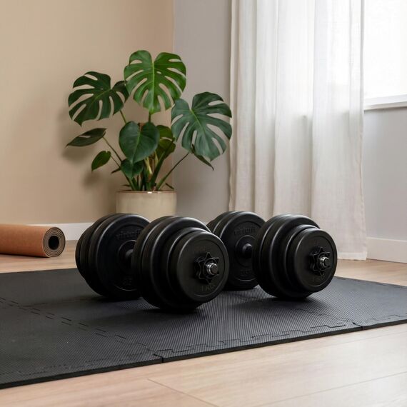 Haltères réglable ajustable vinyle 15kg VirtuFit, 2 image