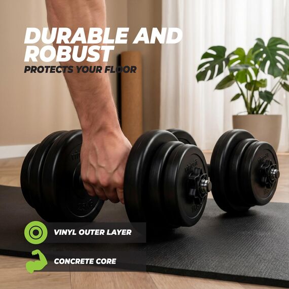 Haltères réglable ajustable vinyle 15kg VirtuFit, 4 image