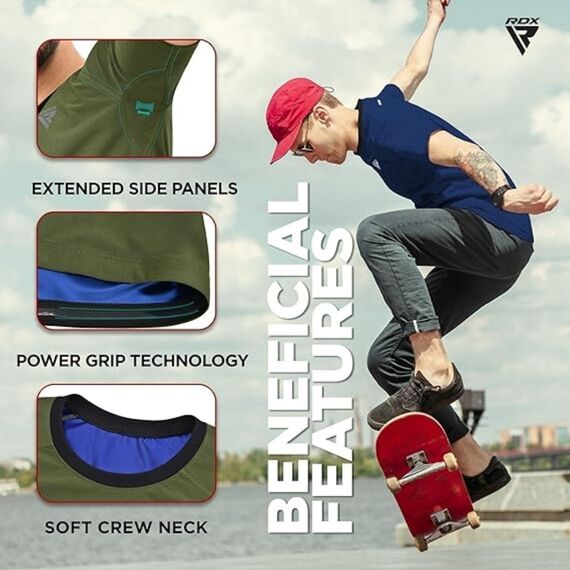 T-shirt de sudation RDX M1 – Vert – 4XL, Taille: 4XL, Couleur: Kaki, 5 image