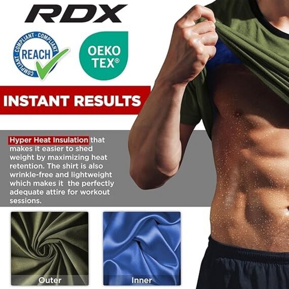 T-shirt sauna RDX M1 – Verde – L, Taglia: L, Colore: Khaki, 6 image