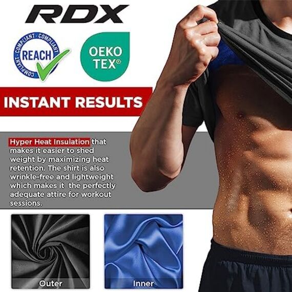Sweat Sauna T-Shirt RDX M1 – Grey – 3XL, Size: 3XL, Colour: Grey, 3 image