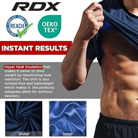 T-shirt de sudation RDX M1 – Bleu marine – XL, Taille: XL, Couleur: Bleu, 2 image