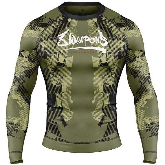 8 WEAPONS Rashguard, L/S, Hit 2.0, olive-black, XL, Size: XL, Colour: Khaki