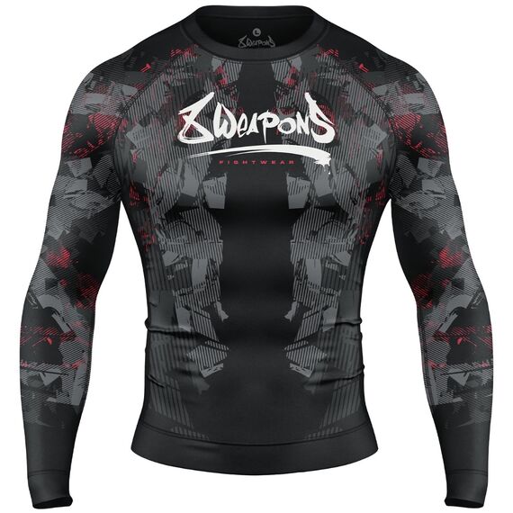 8 WEAPONS Rashguard, L/S, Hit 2.0, black-red, XXL, Size: 2XL, Colour: Schwarz