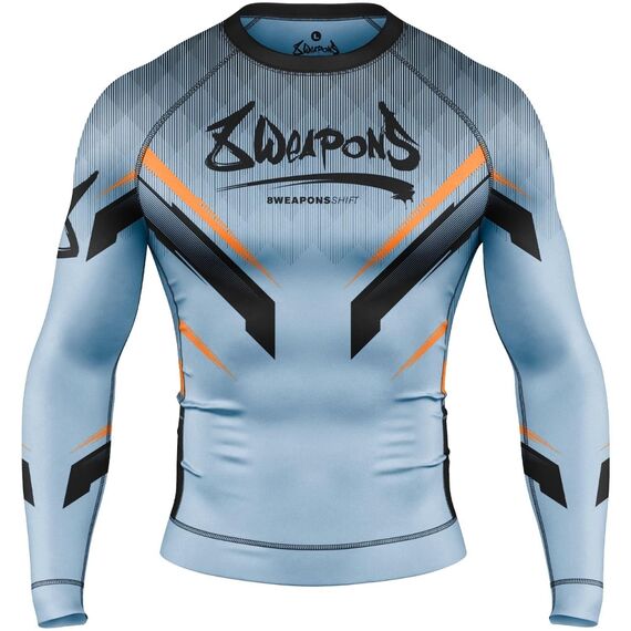 8 WEAPONS Rashguard, L/S, Shift, ice-grey orange, L, Taglia: L, Colore: Grigio