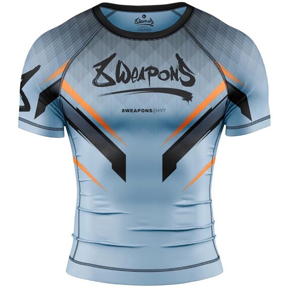 8 WEAPONS Rashguard, S/S, Shift, ice-grey orange, L, Taglia: L, Colore: Grigio