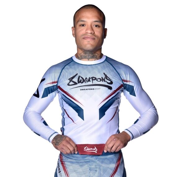 8 WEAPONS Rashguard, L/S, Shift, white-navy-red, M, Taglia: M, Colore: Bianco, 4 image