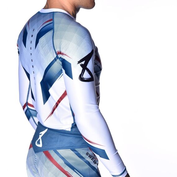 8 WEAPONS Rashguard, L/S, Shift, white-navy-red, XL, Taglia: XL, Colore: Bianco, 6 image