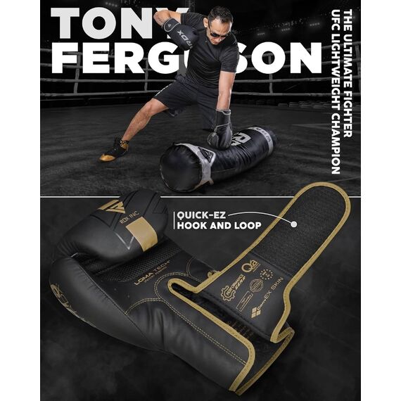 Boxhandschuhe RDX F6 Kara – Schwarz/Gold – 10oz, Farbe: Schwarz, OZ: 10oz, 5 image