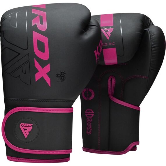 Guantoni Boxe RDX F6 Kara – Nero/Rosa – 10oz, Colore: Nero, OZ: 10oz