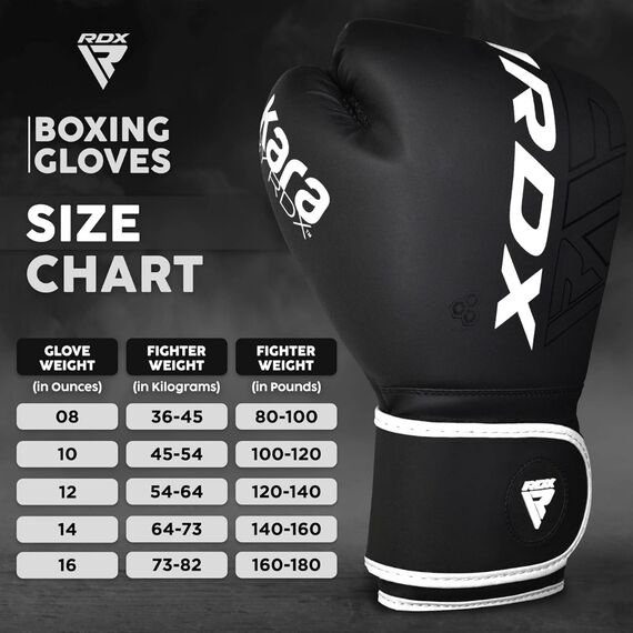 Boxhandschuhe RDX F6 Kara – Schwarz/Weiss – 10oz, Farbe: Schwarz, OZ: 10oz, 7 image