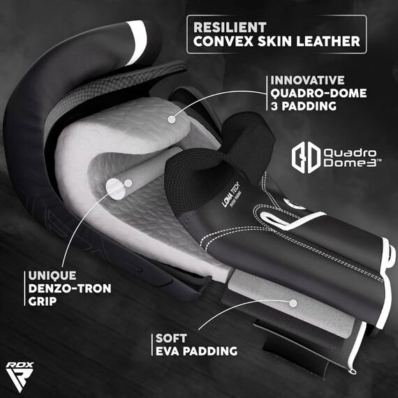 Boxhandschuhe RDX F6 Kara – Schwarz/Weiss – 10oz, Farbe: Schwarz, OZ: 10oz, 6 image