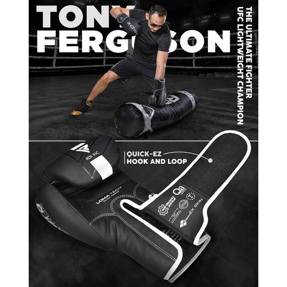 Boxhandschuhe RDX F6 Kara – Schwarz/Weiss – 10oz, Farbe: Schwarz, OZ: 10oz, 4 image