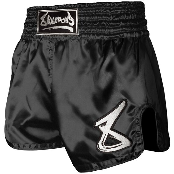 Pantaloncini Muay Thai 8Weapons Strike – Nero/Bianco – S, Taglia: M, Colore: Nero