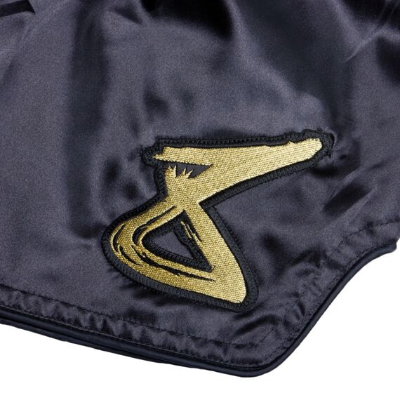 Pantaloncini Muay Thai 8Weapons Strike – Nero/Oro – M, Taglia: M, Colore: Nero, 4 image