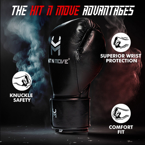 Gants de boxe crin de cheval HitnMove Suvari Noir 14oz, Couleur: Noir, oz: 14oz, 4 image