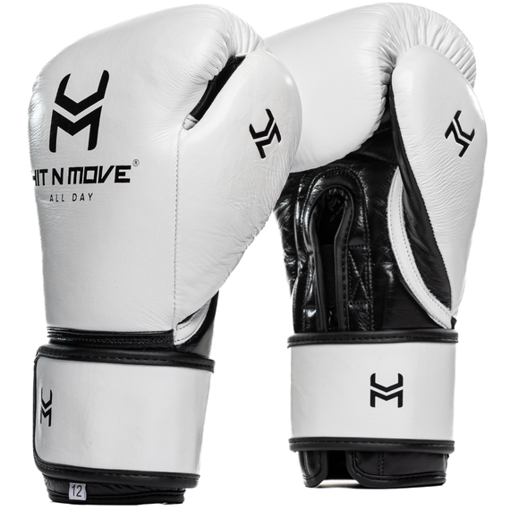 Gants de boxe HitnMove Balance Blanc/Noir 12oz, Couleur: Blanc, oz: 12oz