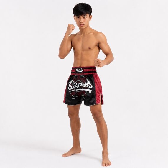 Muay Thai Shorts 8 Weapons 8 Ways Yant 2.0 Bordeaux, Bekleidungsgrösse: M, Farbe: Bordeau, 2 image