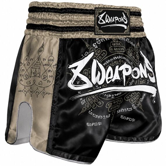 Muay Thai Shorts 8 Weapons 8 Ways Yant 2.0 Schwarz/Sand S, Bekleidungsgrösse: S, Farbe: Beige