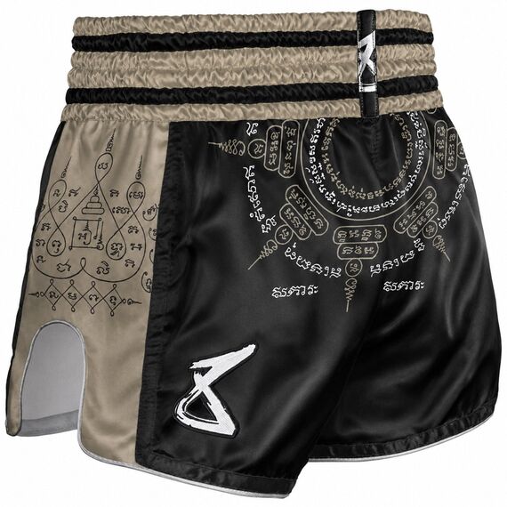 Muay Thai Shorts 8 Weapons 8 Ways Yant 2.0 Schwarz/Sand L, Bekleidungsgrösse: L, Farbe: Beige, 3 image