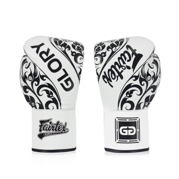 Gants de boxe Fairtex Compétition Glory Lacet édition limitée, Couleur: Blanc, oz: 16oz