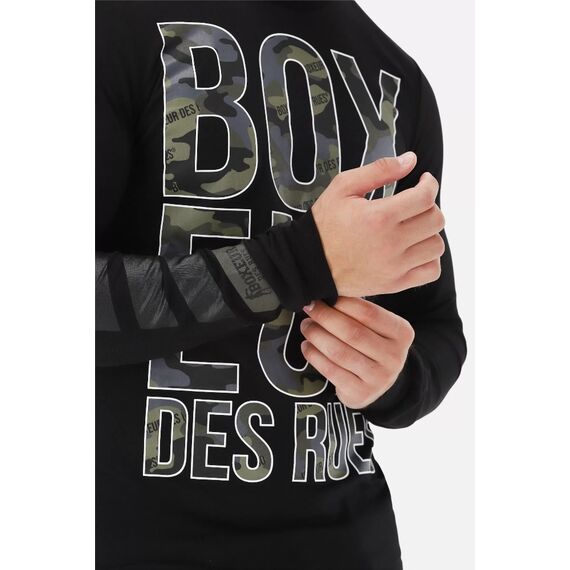 L/S T-Shirt With Prints, Size: S, Colour: Schwarz, 3 image