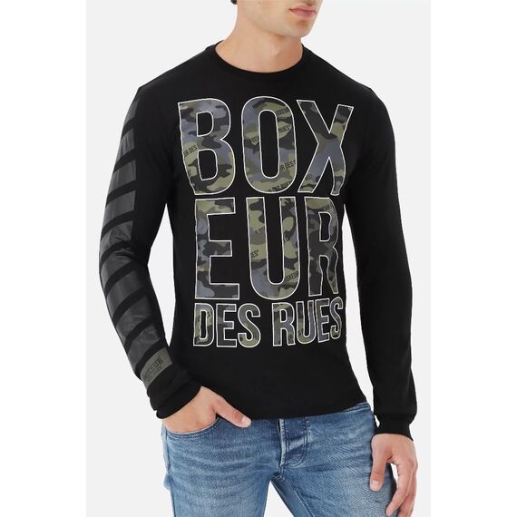 L/S T-Shirt With Prints, Taglia: XL, Colore: Nero