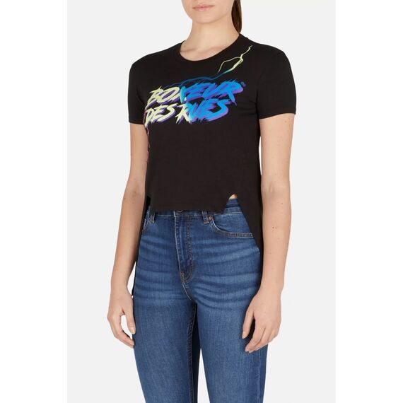 T-shirt court avec imprimés, Taille: M, Couleur: Noir