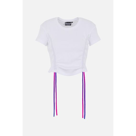 Cropped T-Shirt W/ Coulisse, Size: XL, Colour: Weiss, 2 image