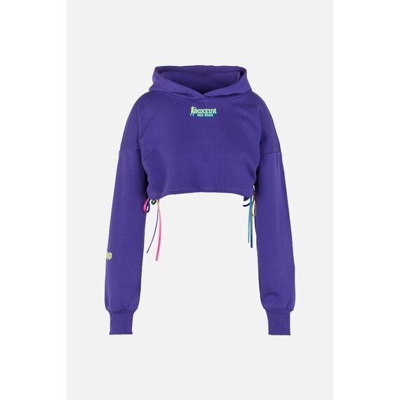 Cropped Hoodie Sweatshirt, Taglia: S, Colore: Viola, 2 image