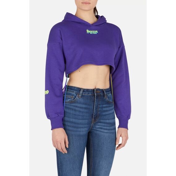 Cropped Hoodie Sweatshirt, Taglia: XL, Colore: Viola