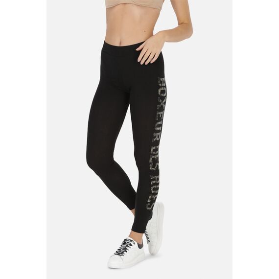 Basic Leggings With Front Logo, Size: L, Colour: Schwarz