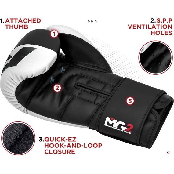Boxhandschuhe Rex F4 – Weiss/Schwarz – 16oz, Farbe: Weiss, OZ: 16oz, 2 image