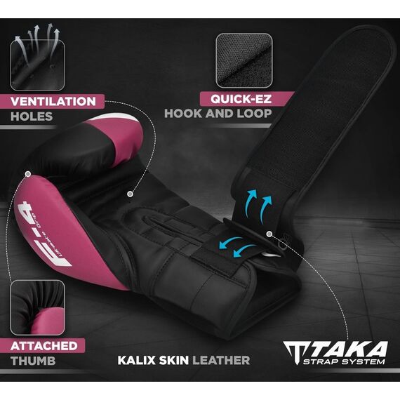Boxhandschuhe Rex F4 – Rosa/Schwarz – 12oz, Farbe: Rosa, OZ: 12oz, 3 image