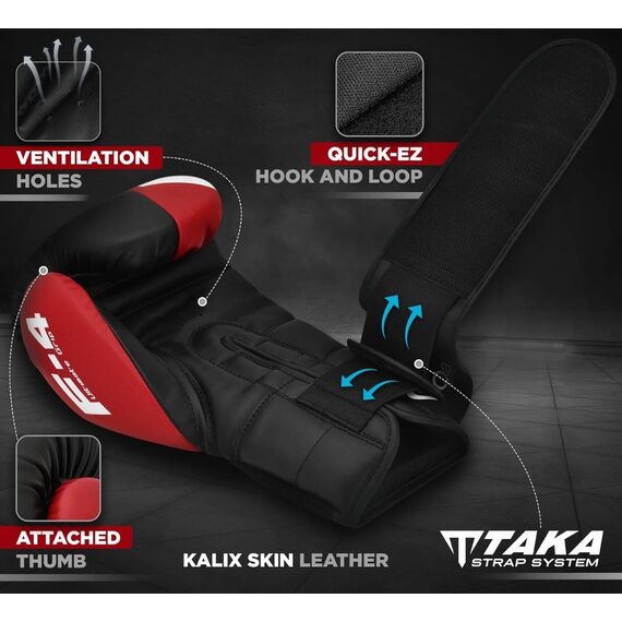 Boxing Gloves Rex F4 – Red/Black-12oz, Colour: Rot, OZ: 12oz, 7 image