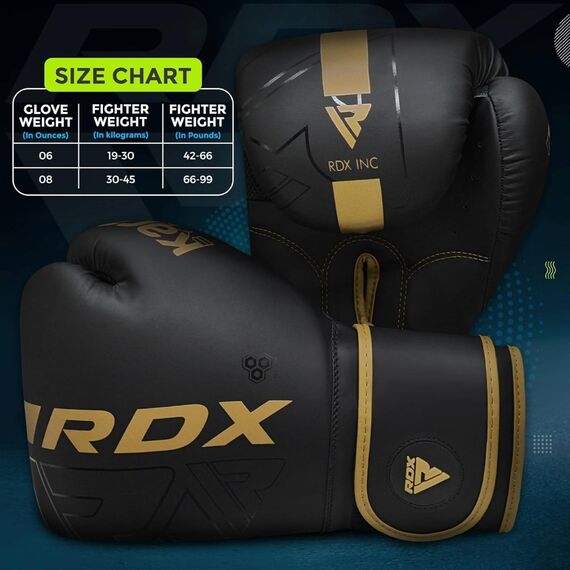Gants de boxe RDX F6 Enfant – Noir/Or – 8oz, Couleur: Or, oz: 8oz, 6 image