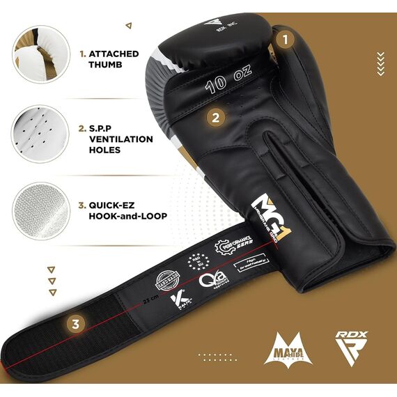 Boxing Gloves RDX F7 Ego – Black/Gold – 10oz, Colour: Gold, OZ: 10oz, 8 image