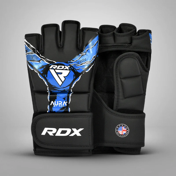 Gants de MMA RDX Aura F17 Noir/Bleu - Taille L, Taille: L, Couleur: Bleu