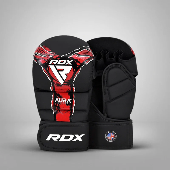 MMA Sparring Gloves RDX Aura F17 Black/Red - Size L, Taille: L, Couleur: Rouge