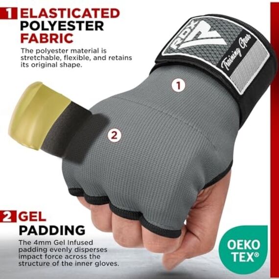 Sous-Gants de Boxe RDX Gris – Taille M, Taille: M, Couleur: Gris, 3 image