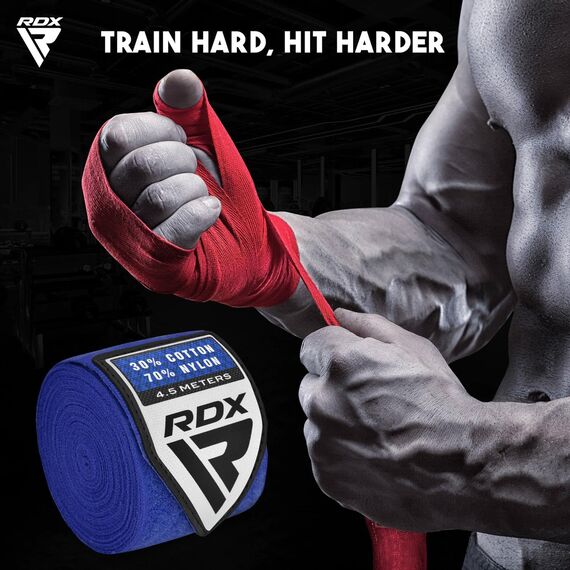 RDX WX Professional Boxing Hand Wraps 4.5 m – Blue, Colore: Blu, Lunghezza: 4.5m, 5 image