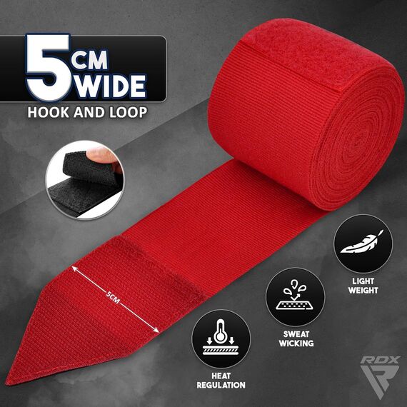 RDX WX Professional Boxing Hand Wraps 4.5 m – Red, Colore: Rosso, Lunghezza: 4.5m, 2 image