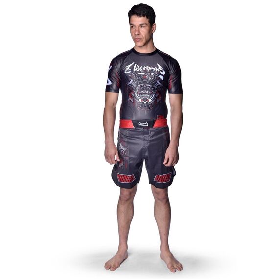 8 WEAPONS Fight Shorts, Samurai 2.0, black-red, XXL, Taglia: 2XL, Colore: Nero, 7 image